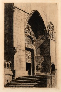 LIONEL ARTHUR LINDSAY (1874-1961), Doorway, Burgos Cathedral, engraving, signed lower left "Lionel Lindsay", 29 x 19cm, 58 x 41cm overall