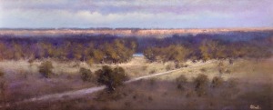 JOHN BREDL, Murray Flood Plains, Renmark, pastle, signed lower right "J. Bredl", titled verso, 29 x 69cm, 54 x 94cm overall