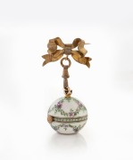 An antique spherical brooch pendant watch with enamel decoration, early 20th century, ​​​​​​​2.5cm wide including crown