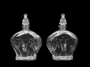 LUBIN KISMET two&nbsp;elephant and rider Art Deco&nbsp;perfume bottles, 11cm high