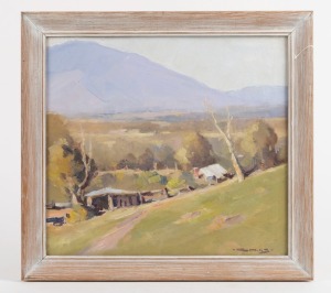 CHARLES HILLS (1886-1963), Blue Hills Of Yackandandah, oil on board, signed lower right "C. Hills", 27 x 29cm, 33 x 36cm overall