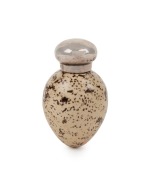 MACINTYRE antique English porcelain quail egg scent bottle with sterling silver top, late 19th century, 4.2cm high