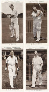 1938 Hignett Bros "Prominent Cricketers of 1938", complete set [50], noted Denis Compton, Sid Barnes & Lindsay Hassett. VG. Scarce set.