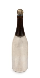 An Art Deco English silver plated novelty cocktail shaker in the form of a champagne bottle, by William Suckling of Birmingham, circa 1925, 35cm high