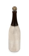 An Art Deco English silver plated novelty cocktail shaker in the form of a champagne bottle, by William Suckling of Birmingham, circa 1925, 35cm high