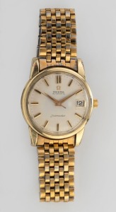 OMEGA "Seamaster" gent's automatic wristwatch and bracelet with gold plated finish, 3.7cm wide including crown