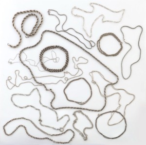 Sixteen assorted necklaces, mostly silver, mixed origins, vintages and grades, 210 grams total