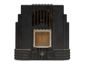 A.W.A. Fisk "EMPIRE STATE" black bakelite mantle radio, ​​​​​​​28cm high