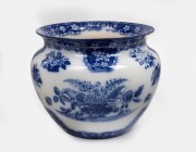 ROYAL DOULTON antique English blue and white porcelain jardiniere, 19th/20th century, stamped "Royal Doulton, England", ​​​​​​​23cm high, 29cm wide