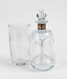 KOSTA BODA art glass vase&nbsp;by Bertil Vallien, together with a Danish glass decanter with sterling silver collar, 20th century, (2 items), ​​​​​​​18cm and 27cm high