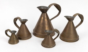 A graduated set of five brass measures, one quart to half gill, 19th/20th century, the largest 23cm high