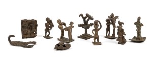 Ten assorted figural bronze weights, West African origin, 20th century, the largest 5cm high