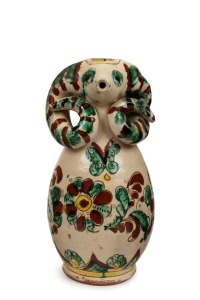 An unusual antique Russian zoomorphic jug with ram's head decoration, 19th/20th century, 24cm high