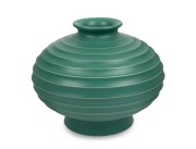 WEDGWOOD&nbsp;green glazed ribbed porcelain vase by KEITH MURRAY, circa 1930s, stamped "Keith Murray, WEDGWOOD, MADE IN ENGLAND", ​​​​​​​16cm high