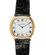JAEGER LE COULTRE wristwatch in French yellow gold case with manual movement, white enamel dial and Roman numerals, ​​​​​​​3.6cm wide including crown - 2
