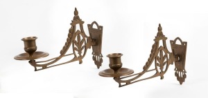 A pair of antique cast brass piano sconces with mounting brackets, 19th century, ​​​​​​​(no pins), 23cm long