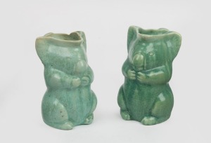 MELROSE WARE two green glazed pottery koala jugs, stamped "Melrose Ware, Australian", 14cm high