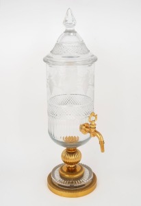 A Bohemian cut crystal table urn with gilt metal mount and wheel engraved grape decoration, 20th century, ​​​​​​​48cm high