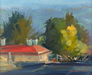 RODERICK JERARD (1920 - ), (the old house), oil on board, signed lower right "Roderick Jerard, '73", 23 x 33cm, 42 x 47cm overall