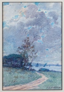 JOHN SAMUEL WATKINS (1866 - 1942), (untitled coastal scene), watercolour, signed lower right "J. S. Watkins", 26 x 17cm, 46 x 34cm overall