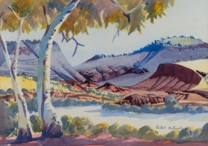 HERBERT RABERABA (1921-1980), Hermannsburg School landscape, watercolour, signed lower right "Herbert Raberaba", ​​​​​​​36 x 51cm, 48 x 66cm overall