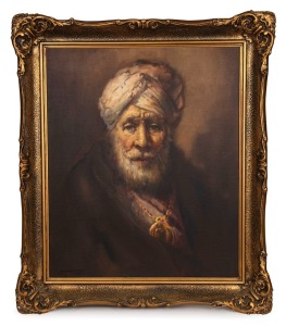 DUDLEY DREW (1924-2015), (portrait of a man in a turban), oil on canvas, signed lower left "Dudley Drew, 1970", 61 x 51cm, 75 x 65cm overall