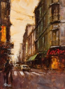 HERMAN PEKEL (1956 - ), (Paris street scene), oil on board, signed lower left "Pekel", 39 x 28cm, 65 x 55cm overall