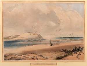 GEORGE FRENCH ANGAS (1822-1826), Sea Mouth of The Murray, hand-coloued lithograph, titled lower centre, ​​​​​​​27 x 36cm, 55 x 63cm overall