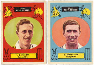 1961 A & BC Gum "Cricketers - 1961 Test Series", complete sets 94x68mm  [48] & 90x64mm [48]. G/VG.