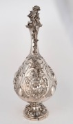 WILLIAM EDWARDS of Melbourne fine quality wine ewer&nbsp;with repousse decoration, applied grapes and leaves and original stopper, 19th century, stamped "W.E." flanked by kangaroo and emu marks, 36.5cm high, 754 grams - 2