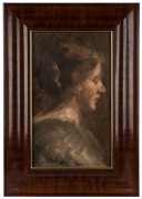 EMANUEL PHILLIPS FOX (attributed), (1865-1915), (double-sided portrait of a woman), oil&nbsp;on cedar panel 40 x 23cm, 55 x 38.5cm overall.