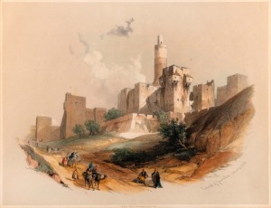 DAVID ROBERTS (Scottish, 1796-1864), I.) Citadel Of Jerusalem, Without The Walls, II.) Gate Of Damascus, hand-coloured lithograph, inscribed "London, published by F.G. Moon, 20 Threadneddle Street, Oct. 1st, 1842", ​​​​​​​26 x 33.5cm each, 49 x 56cm each 