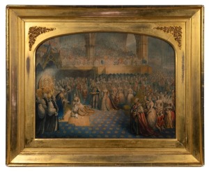 Coronation Of Queen Victoria, coloured Baxter print in gilt frame, mid 19th century, 49 x 58cm overall