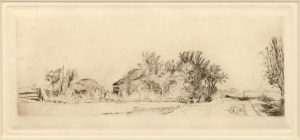 (After) REMBRANT VAN RIJN, landscape, engraving, ​​​​​​​11 x 23cm, 39 x 49cm overall