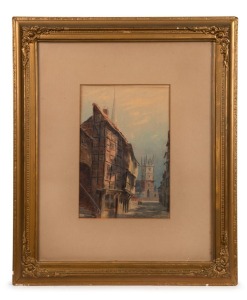 F. N. SEVILLE (Britain), I.) Butcher Row Shrewsbury, II.) Fish Street, Shrewsbury, watercolours, signed and titled in the lower corners, ​​​​​​​27 x 18cm each, 54 x 46cm each overall