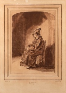 (After) REMBRANDT VAN RIJN, sitting monk, aquatint, 41 x 30cm, 72 x 58cm overall