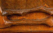 An Australian Arts & Crafts timber panel, carved with gumnuts, leaves and blossoms, signed in the lower margin "R.W.S., 1915", ​​​​​​​66 x 38cm - 2