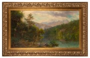 JOHN ELDER MOULTRAY (1865-1922), (untitled New Zealand landscape), oil on canvas, signed lower left "J. Elder Moultray", 50 x 90cm, 73 x 114cm overall - 2