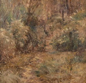 NEIL DOUGLAS (1911-2003), Mandy's Path, oil on board, paper label affixed verso "Mandy's Path By Neil Douglas, 1964. Owner Mrs Mandy Abrahamsen", 46 x 48cm, 59 x 61cm overall