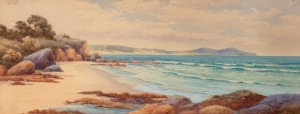 NEVILLE WILLIAM CAYLEY, JUNIOR (1886-1950), (coastal landscape), watercolour, signed lower right "N. W. Cayley", 19 x 48cm, 33 x 63cm overall