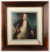 CAPTAIN COOK: Two portrait prints in timber frames, the larger 60 x 47cm overall - 2