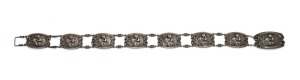 An antique sterling silver nurse's belt with repousse angel and maiden decoration, by William Comyns & Sons of London, circa 1907, 68cm long, 205 grams total grams
