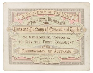 [FEDERATION] VICTORIAN CELEBRATIONS MAY 1901 "A Souvenir of the Visit of Their Royal Highnesses The Duke and Duchess of Cornwall and York to MELBOURNE, VICTORIA, to open the FIRST PARLIAMENT OF THE COMMONWEALTH OF AUSTRALIA." being a group of twenty-seven