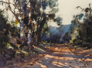 AMANDA HYATT, (the bush road). watercolour, signed lower left "Hyatt, '09", 53 x 72cm, 82 x 102cm overall