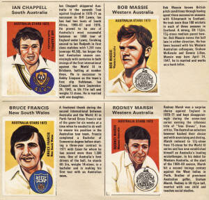 1972 The Sun "Test and County Cricket" complete set [72], stuck down on album pages. Mainly G/VG.