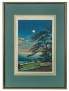 Three Japanese woodblock prints, one by HASUI and the other two by KOITSU, all attractively framed with green card mounts, approximately 42 x 27cm each, 62 x 45cm each overall - 4