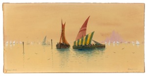 JAMES SWINTON-DISTON (1857-1940), I.) Evening In Venice, II.) Venice, watercolours, signed with Diston's pseudonym "V. Deschamps" 25 x 50cm each.