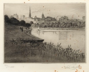 JOHN SHIRLOW (1869-1936), The City, dry point etching, 3/20 second state, signed lower right "John Shirlow", 21 x 25cm, 39 x 42cm overall