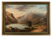 HENRY GRITTEN&nbsp;(attributed), (1818-1873), (figures in mountain landscape), oil on canvas, 30 x 45cm, 36 x 51cm overall