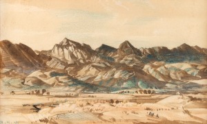 HANS HEYSEN (1877-1968), Heysen Range (Flinders Ranges), watercolour, signed lower left "H. H. '41" and titled verso, 13 x 20cm, 34 x 41cm overall